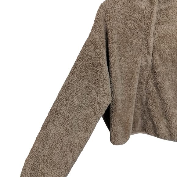 4481) H&M Camel Half Snaps Button Teddy Fleece Jacket Medium - Picture 3 of 8